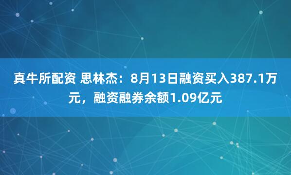 真牛所配資 思林杰：8月13日融資買入387.1萬(wàn)元，融資融券余額1.09億元