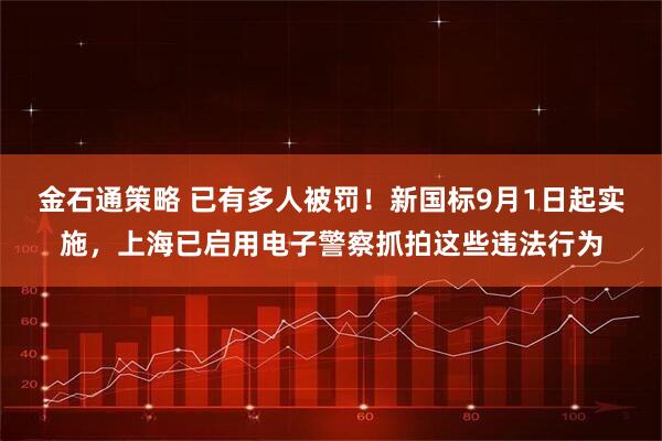 金石通策略 已有多人被罰！新國標9月1日起實施，上海已啟用電子警察抓拍這些違法行為