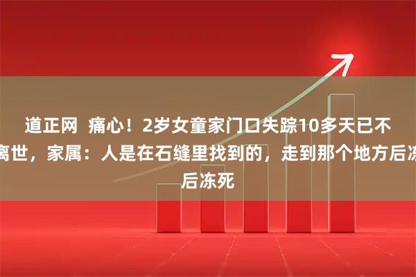 道正網(wǎng)  痛心！2歲女童家門口失蹤10多天已不幸離世，家屬：人是在石縫里找到的，走到那個地方后凍死